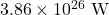 3.86 \times 10^{26}~\textrm{W}