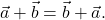 $$\vec{a} + \vec{b} = \vec{b} + \vec{a}.$$