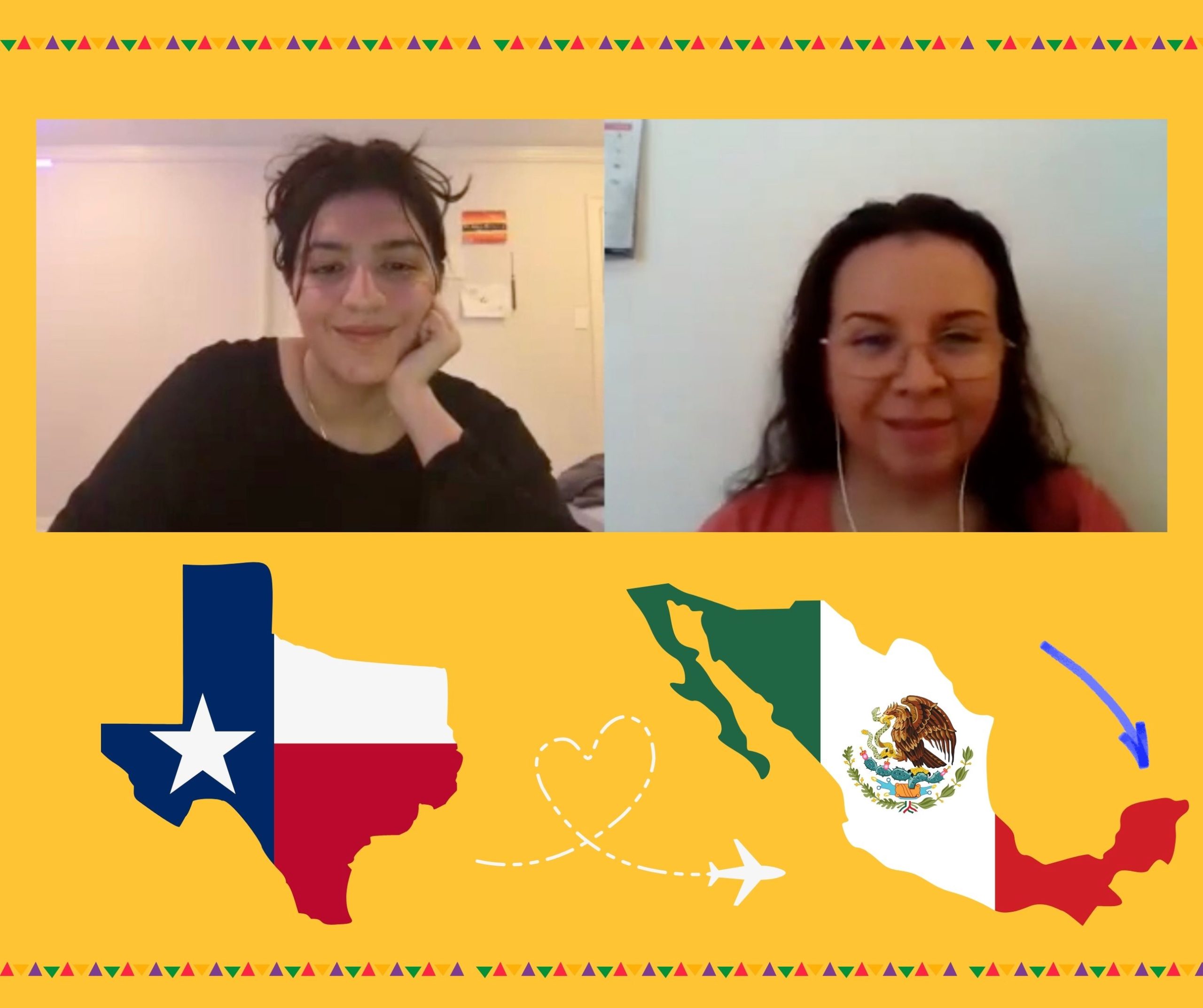 A photo of a Spanish language student and a virtual conversation exchange speaker from Mexico speaking online