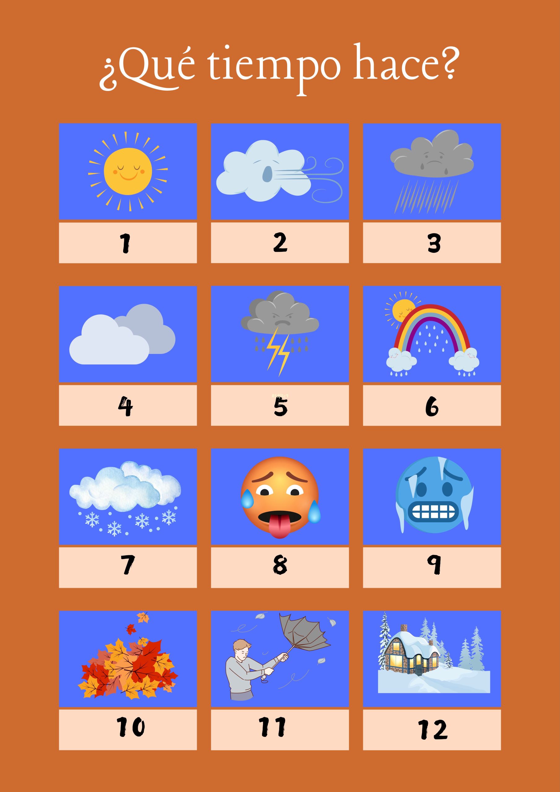 Different weather pictures are shown in a grid.