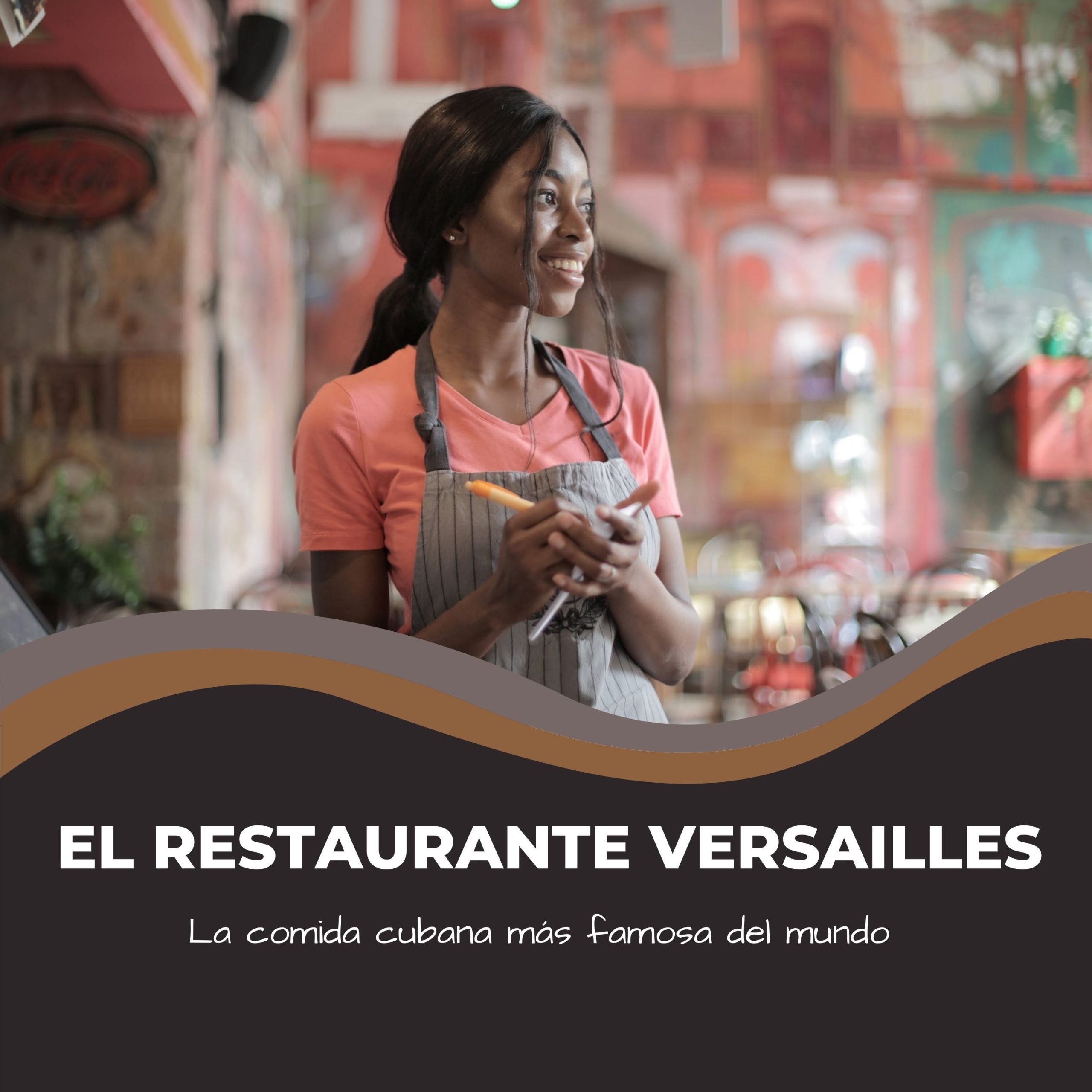 Woman taking order at a cuban restaurant.