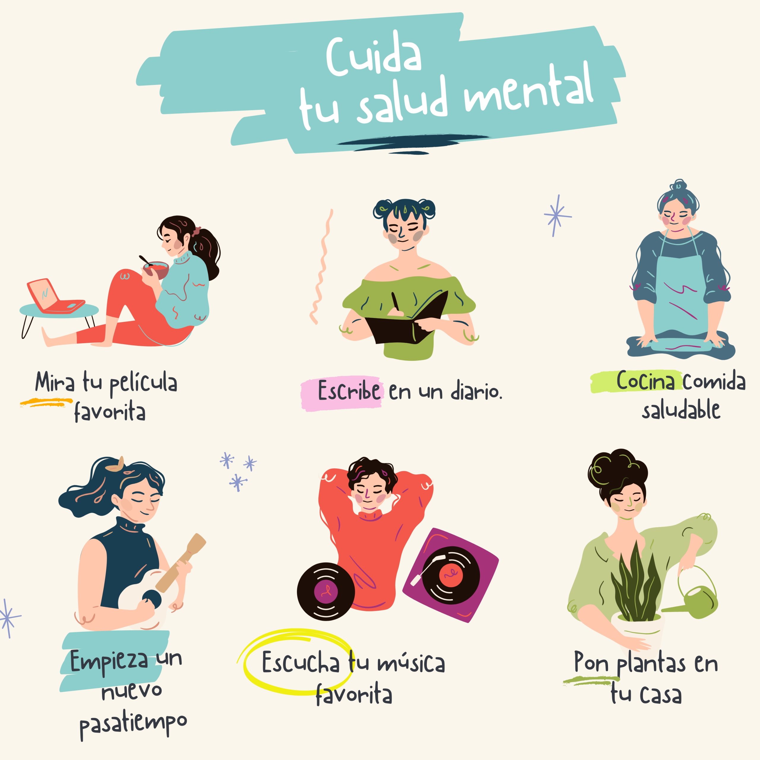 A post about ways to take care of your mental health in Spanish