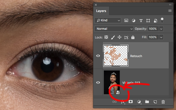 Double-clicking the Smart Object icon [circled] opens the image in Camera RAW for additional non-destructive editing.
