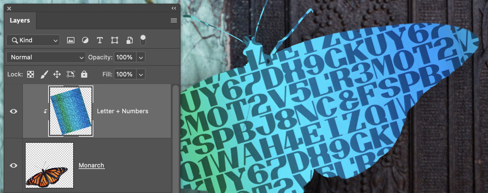 A raster-based image is added as a Clipping Mask.