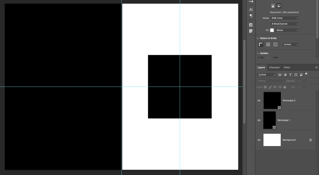 The 5x7 template with rectangles created with the Rectangle Tool.