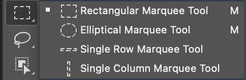 The Marquee tools in the Toolbar flyout.
