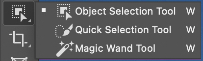 The quick selection tools on the Toolbar.