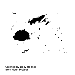 Black and white simple outline map of Fiji.