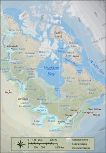Map of Canada's landscape, featuring the Canadian Shield.