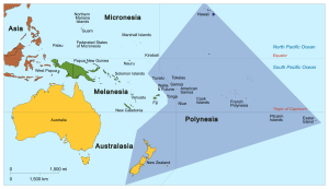 Colored coded map of the Pacific Realm, highlighting Polynesia.