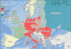Map showing Europe's alliances in World War II.