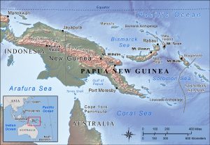 Topographic map of Papua New Guinea.