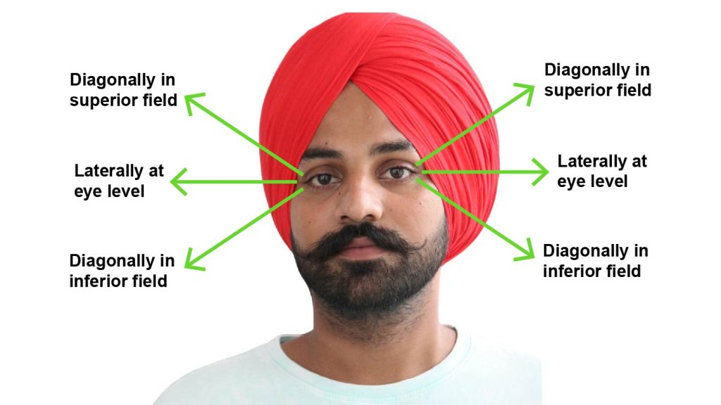 Six diagnostic positions for testing.