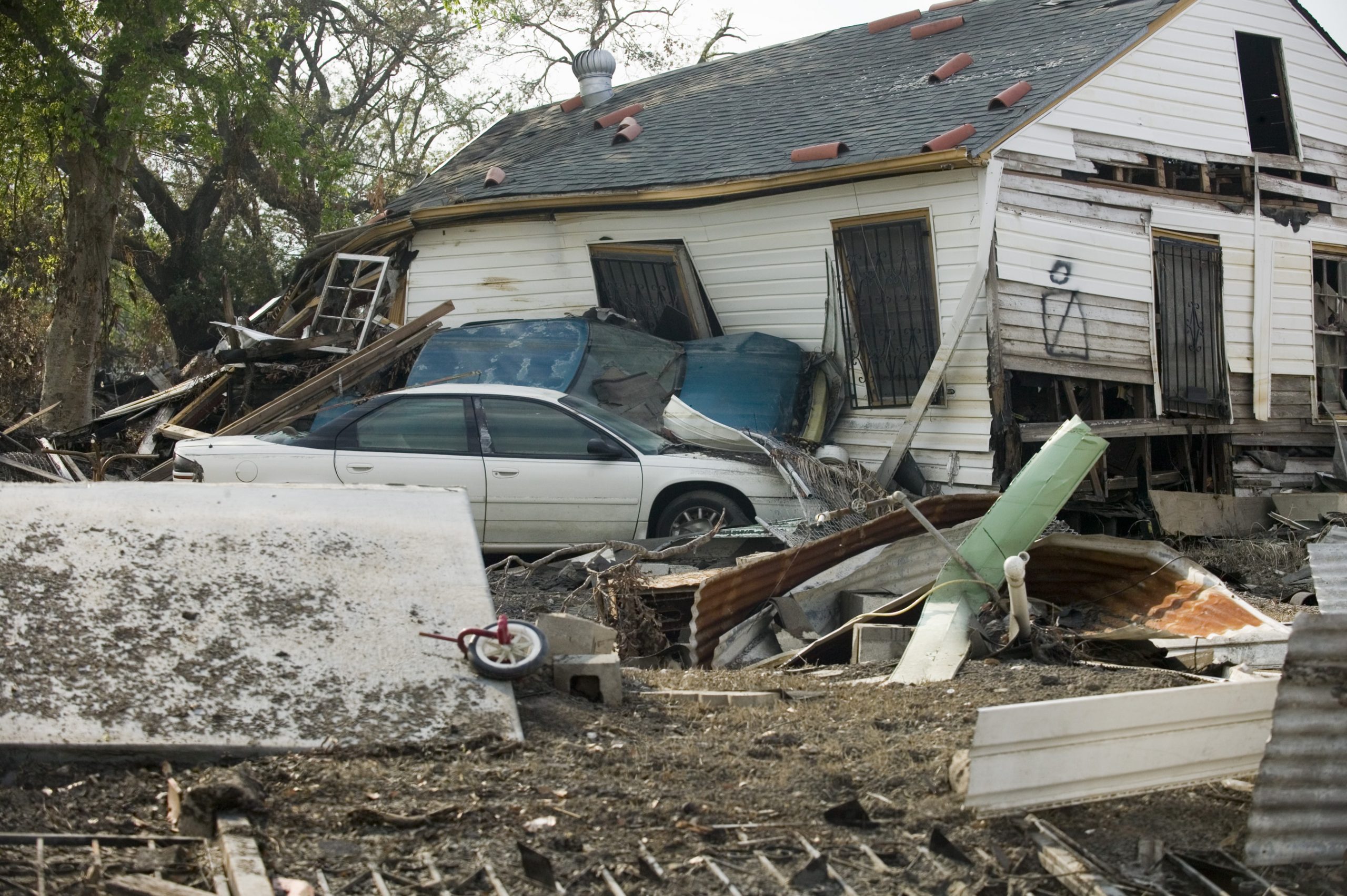 Photo showing destruction Effects of Hurricane Katrina 