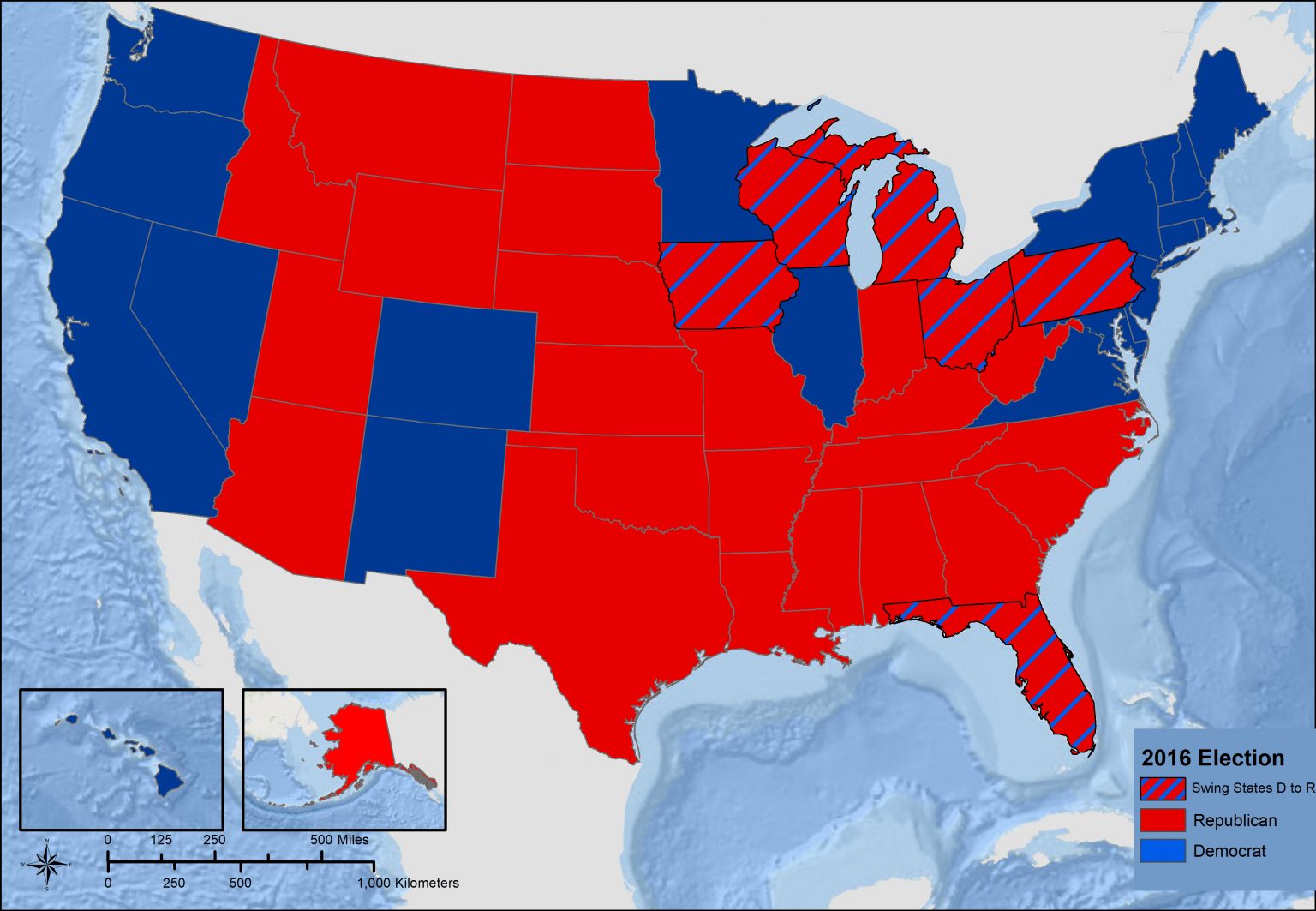 N America: Political Geography II – The Electoral College & Swing 