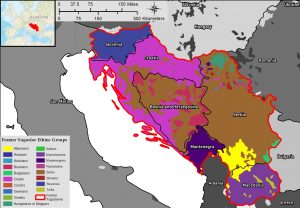 Map of the ethnic groups of the former Yugoslavia.