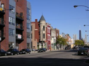 Gentrified street in Chicago.