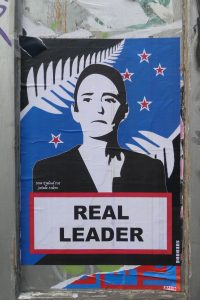 Street poster of New Zealand's Prime Minister Jacinda Ardern.