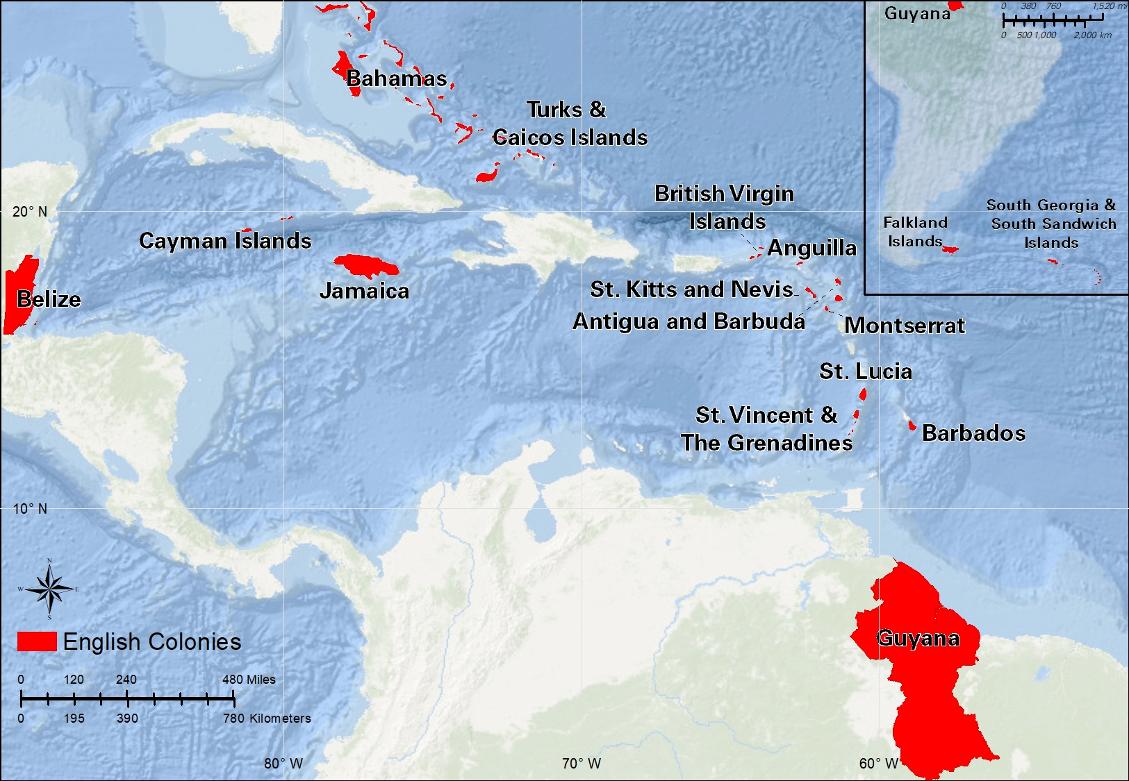 Latin America And The Caribbean Lacar Historical Geography Ii British Overseas Territories 6851