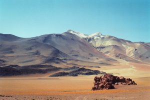 Photograph of rugged land in Atacama Desert, Chile.