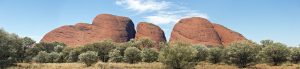 Photo fo Kata Tjuta (aka The Olgas), a set of monoliths in Northern Australia.