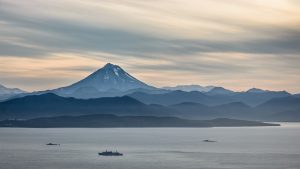 Photo of volcano on the Kamchatka Peninsula adjacent to Avachinsky Bay.