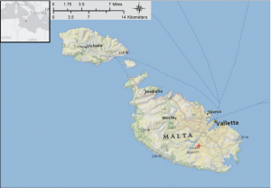 Map of the islands of Malta and Gozo.