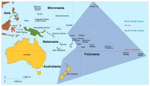 Colored coded map of the Pacific Realm, highlighting Polynesia.
