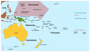 Colored coded map of the Pacific Realm, highlighting Micronesia.