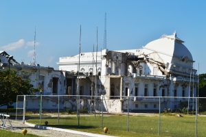 Photograph of earthquake damaged presidential palace in Haiti.