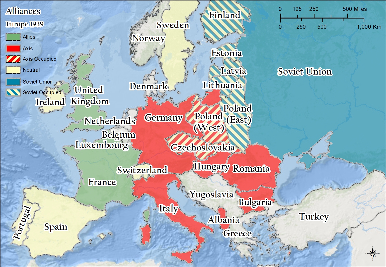 allied powers map ww2