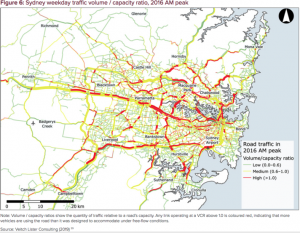 Traffic flow map for Sydney, Australia.
