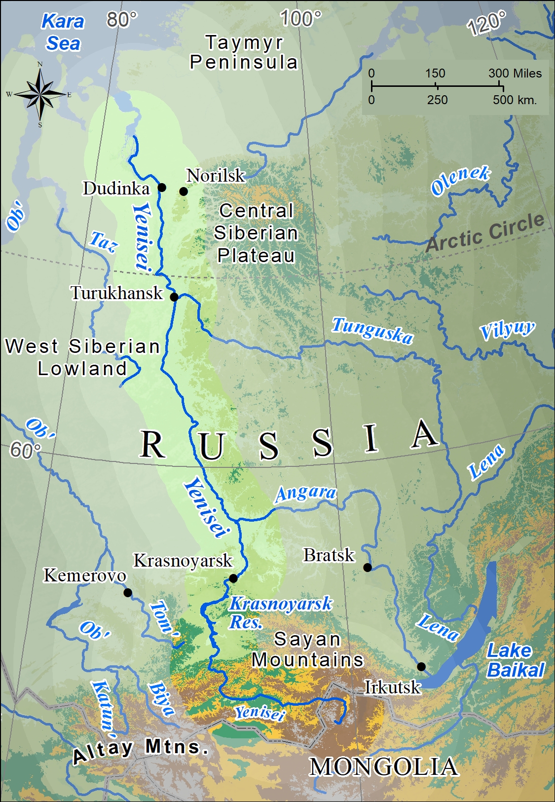 ural river map russia