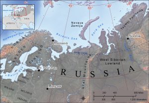 Landscape map of northwestern Russia.