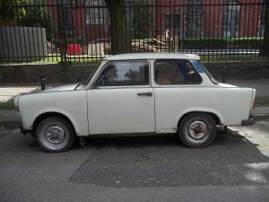 Photography of the Trabant automobile from East Germany. One of the worst cars ever produced.