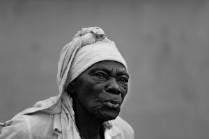 Photograph of old woman in Haiti.