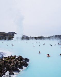 Photograph of the famed Blue Lagoon in Iceland.