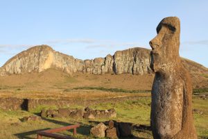 Photograph of stone statue - moai - on Easter Island.