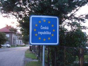 Photograph of border sign to enter the Czech Republic from Poland.