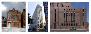 Three types of brick building styles in Chicago