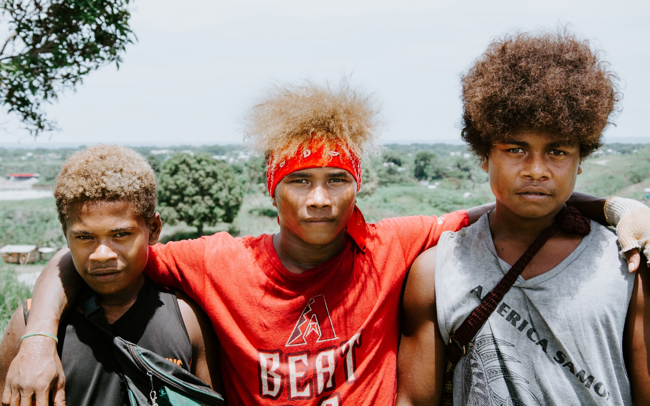 Trio of native boys in the Solomon Islands.
