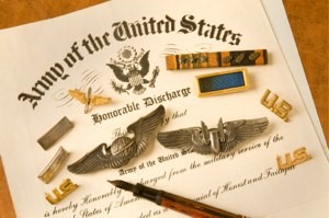 Color photograph of honorable discharge papers
